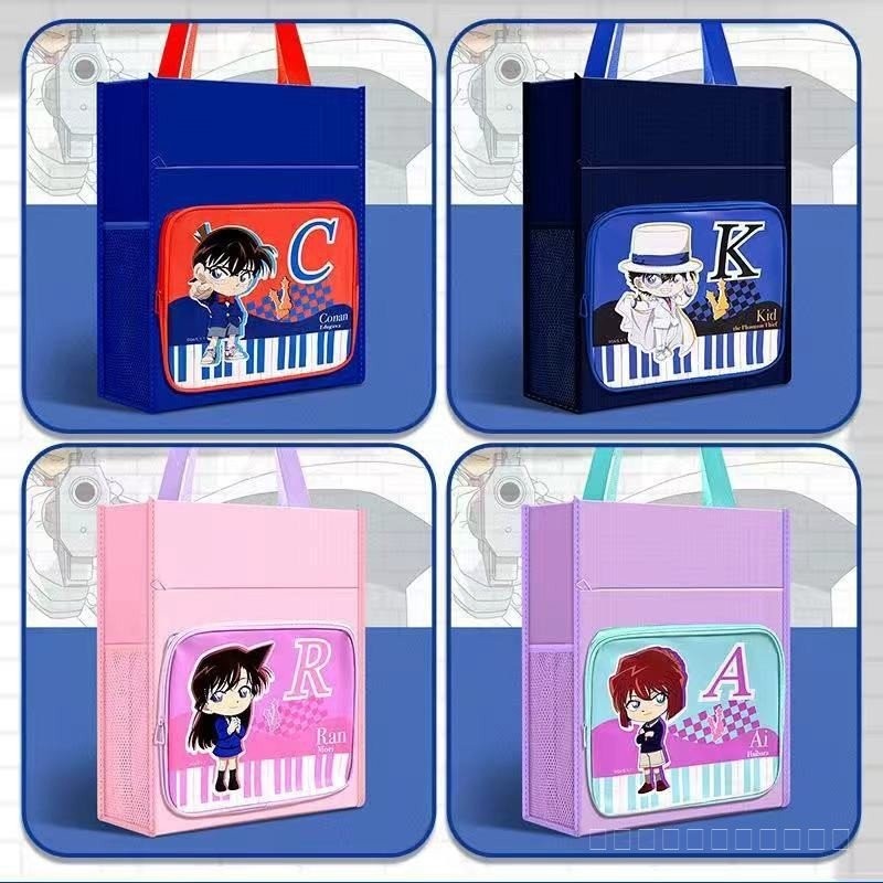 กระเป๋าถือสไตล์ tote ลาย Detective Conan พร้อมภาพคาทู กิด และไหบาระ อาย สำหรับทุกวัย K015