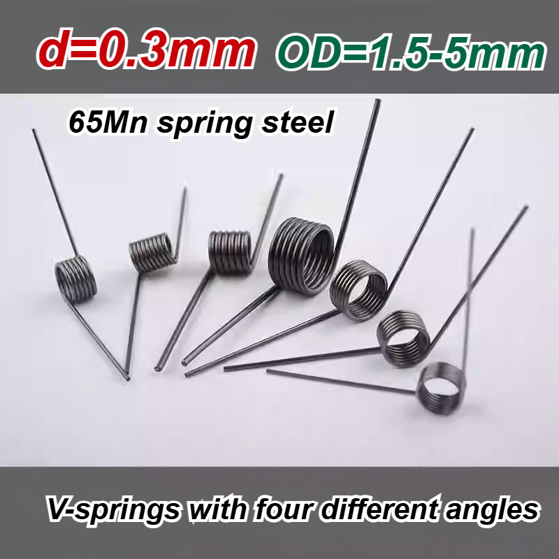 10 ชิ้น d0.3 มม. OD1.5/2/2.5/3/4/5 มม. V-รูปเกลียว torsion ฤดูใบไม้ผลิมุม 60/90/120/180 องศา (XDT-VN