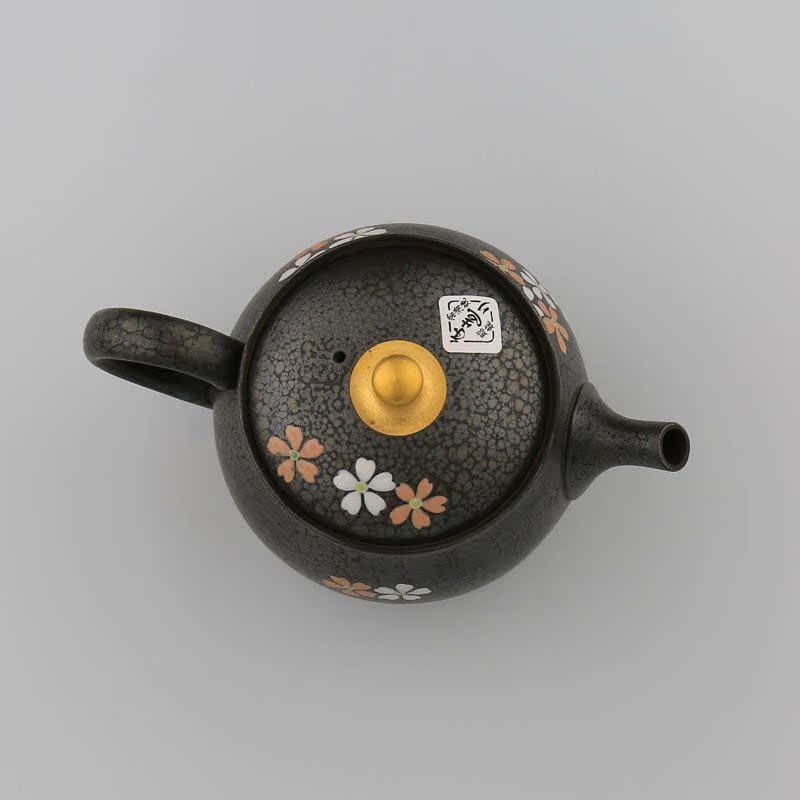 ญี่ปุ่น Tokonaki Zhaolong Made Black Tea Amame Sakura Golden Cover Top SXP-10714 Handle Kusu Mesh-Sh