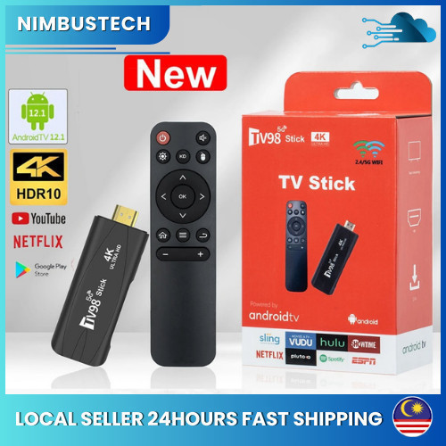 สมาร์ททีวี Stick TV98 4K 5G WIFI TV Stick กล่องทีวี Android 12.1 8 GB + 128 GB video Stick YouTube/M