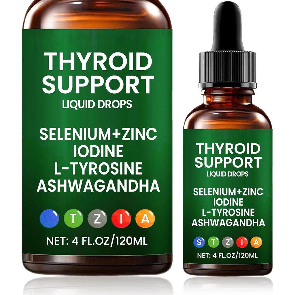 Thyroid Support Drops | Selenium Zinc Iodine L-Tyrosine Ashwagandha Liquid Drops, Thyroid Bloom | Bo