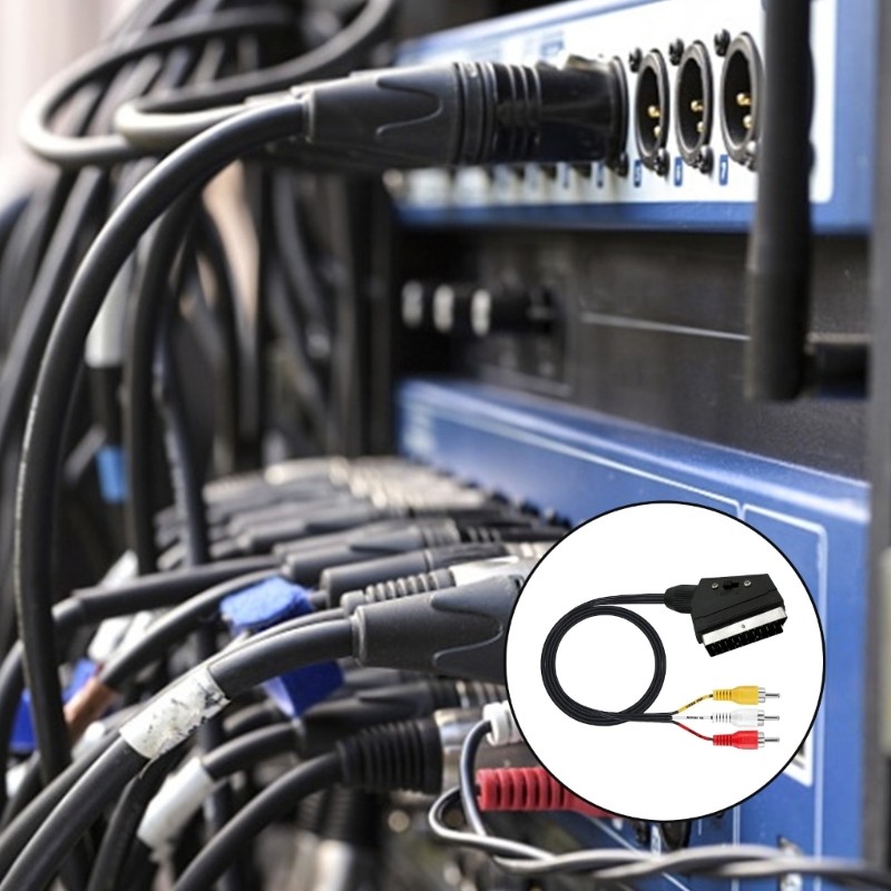 BTM SCART 21Pin Male to 3RCA Composite Video Cable 1 5M เปลี่ยนสีปรับ Excellent Sound Video Link สํา