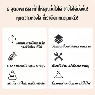 ราวตากผ้าหมุนได้ 360 องศา ความจุสูง วัสดุหนาขึ้น ป้องกันสนิมและความชื้น มี 2 ขนาด