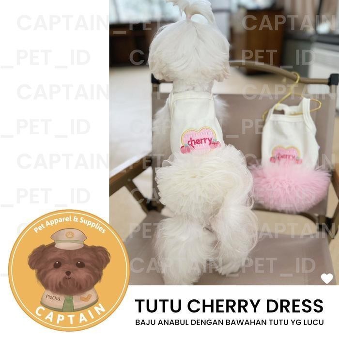 [30] TUTU CHERRY DRESS DOG CAT CLOTHES PET DRESS DOG CAPTAINESPET - CREAM XL