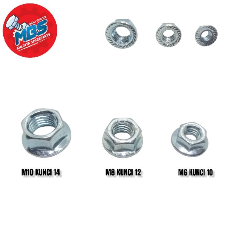 NUTS FLANGE NUT CAP M6 BOLT 10 M8 BOLT 12 M10 BOLT 14 เหล็กเดิม