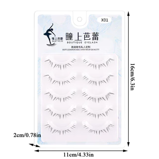 แต่งหน้าทุกวันธรรมชาติขนตาล่างภายใต้ขนตา 5 คู่ Wispy Cross Lash Extension Manga