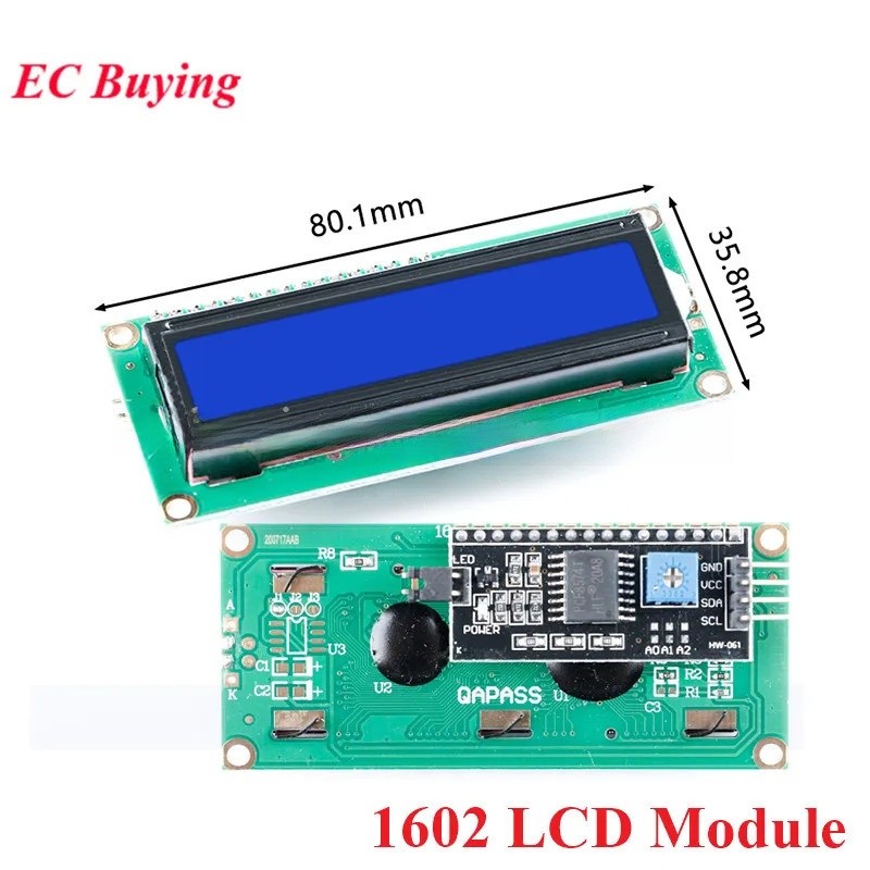 LCD1602 1602A 1602 LCD1602A โมดูล LCD สีฟ้า/สีเหลืองสีเขียวหน้าจอจอแสดงผล LED PCF8574T PCF8574 IIC I