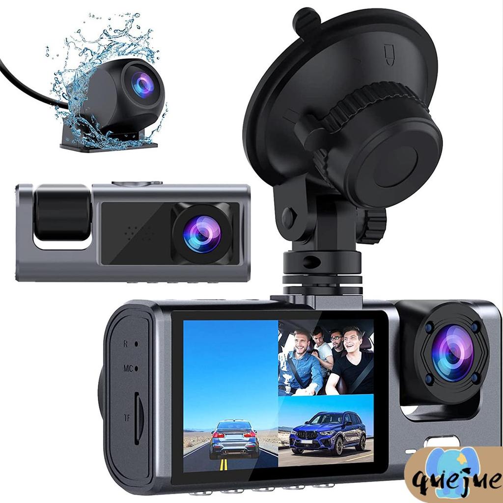 Dual Dash Cam เครื่องบันทึกรถยนต์ด้านหน้าและด้านหลังสําหรับรถยนต์พร้อม IR Night Vision 3 ช่อง HD ขับ