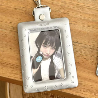 Ins Silver Heart Can Hang Lobster Clasp 10 ซม.ที่ใส่บัตร Polaroid Love Bean การ์ดขนาดเล็ก Campus Card Storage Display จี้