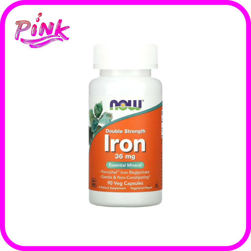 NOW Foods Iron, Double Strength 36 mg 90 Veg Capsules