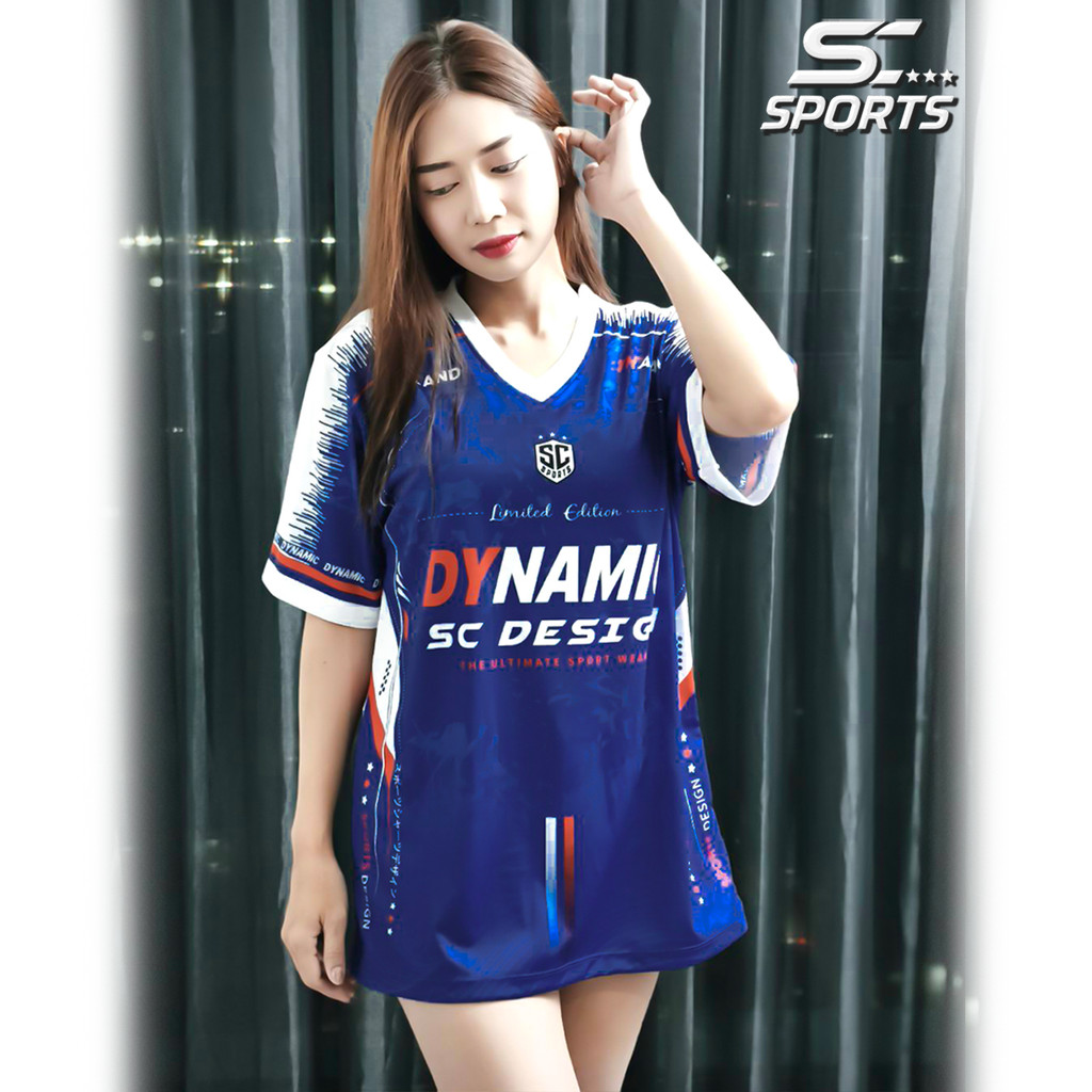 SC Sports เสื้อกีฬา พิมพ์ลายทั้งตัว  คอวี ใส่ วิ่ง เที่ยว หรือทำงานก็เท่ รุ่น V02-น้ำเงิน - รูปที่ 2