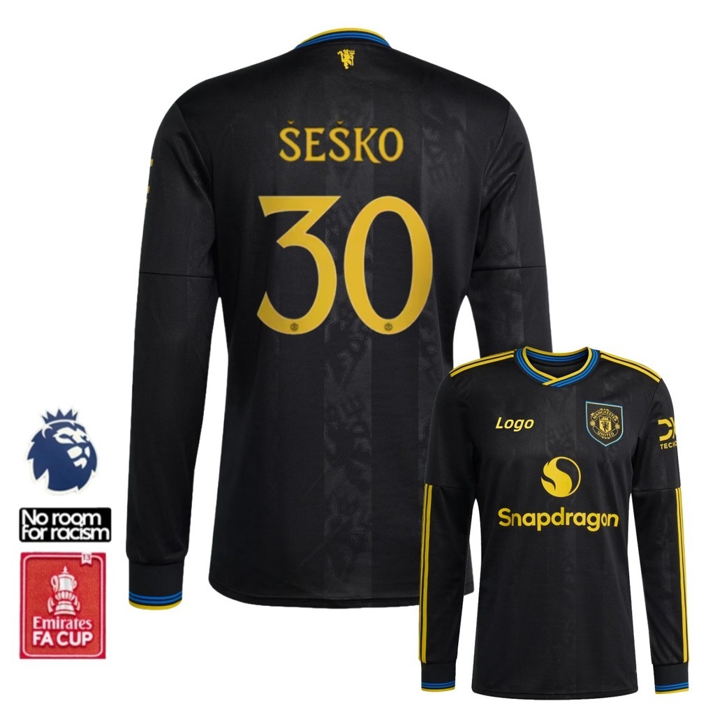 2025/26 Fans Edition Man U Mens Long Sleeves Third Football Jerseys Shirt