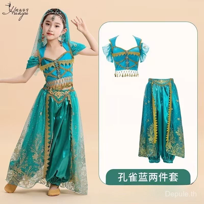 Lehenga เด็กเครื่องแต่งกายอินเดียเด็ก devavali เสื้อผ้าเด็กจัสมินเจ้าหญิงชาติพันธุ์เครื่องแต่งกายสาวอินเดียเต้นรําประสิทธิภาพชุดแบบดั้งเดิมเต้นรําเสื้อผ้า thumbnail 8