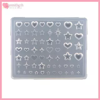 RENBG Starburst Star Heart Bow Tie แมงกะพรุนดอกไม้เกล็ดหิมะ Bowknot Nail Art อุปกรณ์เสริมซิลิโคนแกะสลักแม่พิมพ์ Mould แม่แบบ TH