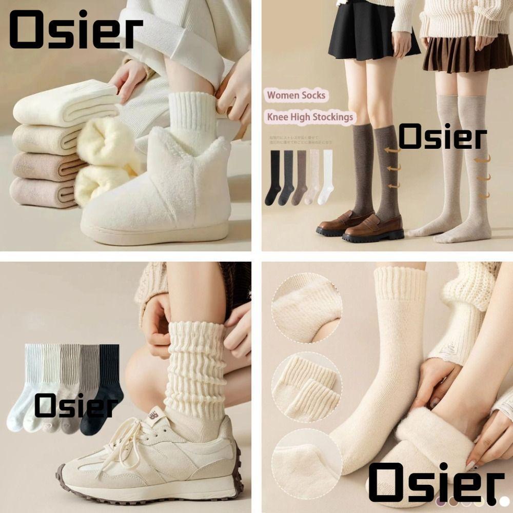 Osier1 ถุงเท้า ผ้าวูล โพลีเอสเตอร์ แบบหนา ไร้รอยต่อ ให้ความอบอุ่น สําหรับฤดูหนาว