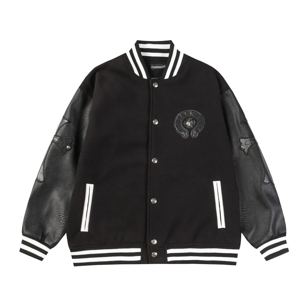XE4J Chrome Hearts Autumn and Winter New Cross Embroidered Baseball Jacket Couple Style