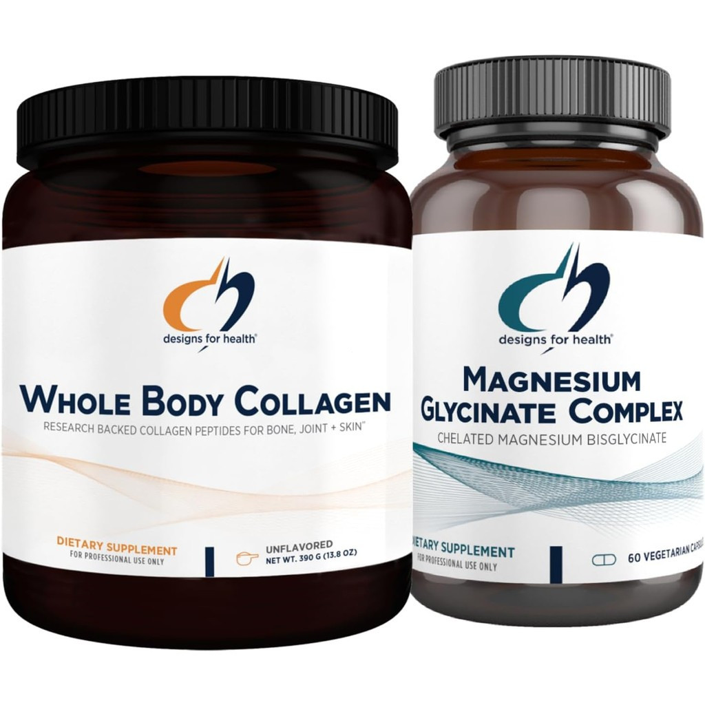 การออกแบบเพื่อสุขภาพ Magnesium Glycinate Complex (60 แคปซูล) & คอลลาเจนทั้งตัว (30 เสิร์ฟ) Bundle - 