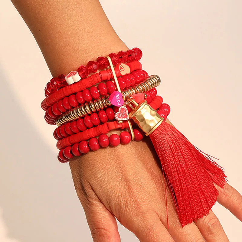 Statement Beads Bracelet Set for Women Beads Tassels Accessories Handmade Woman Anklet  Jewelry