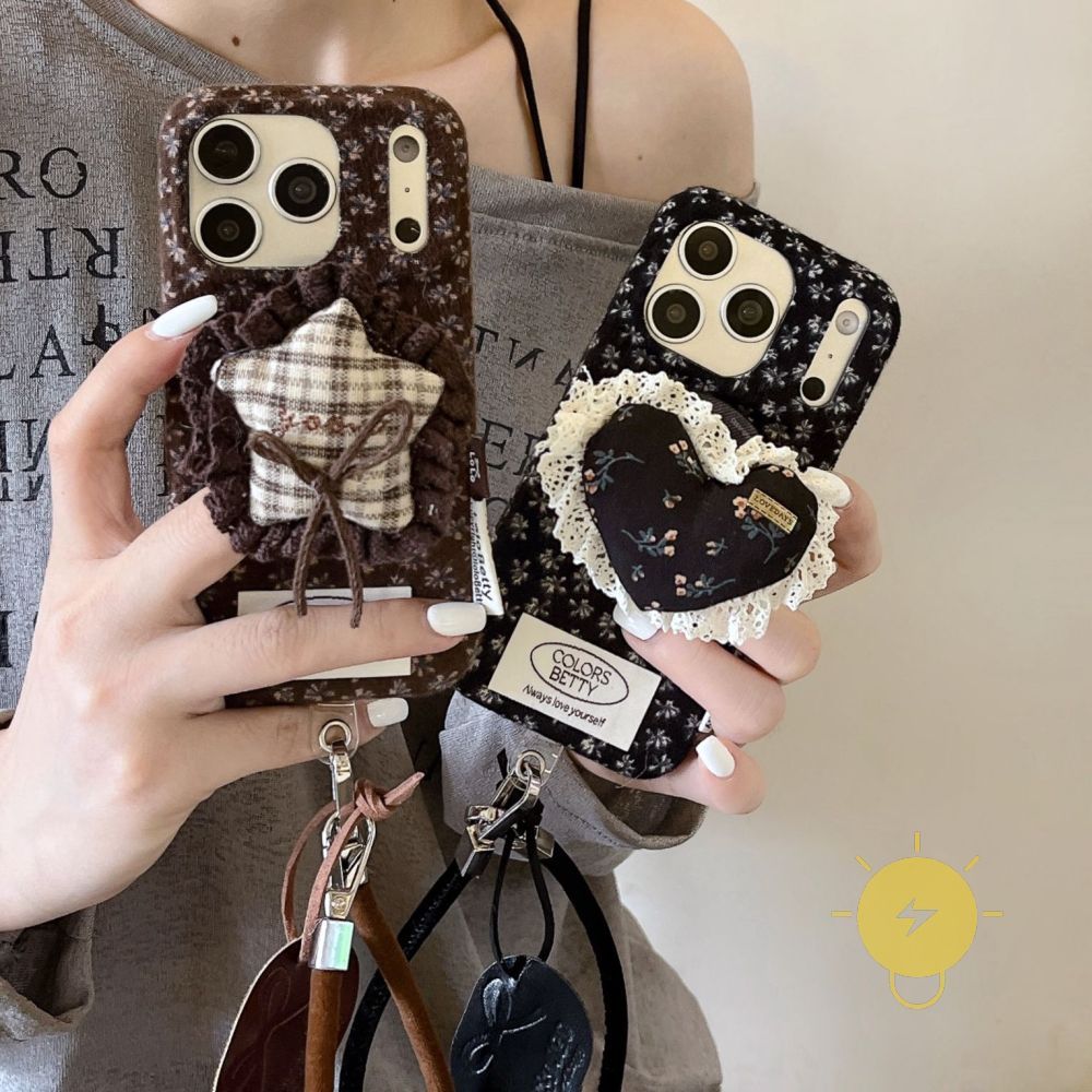 For เคสไอโฟน with Griptok Magnetic Retro TPU Fabric Heart Mini Flower เคส Phone Case For iPhone 17 Pro Max 16 15 14 13 Cover  Aesthetic Korean Cute