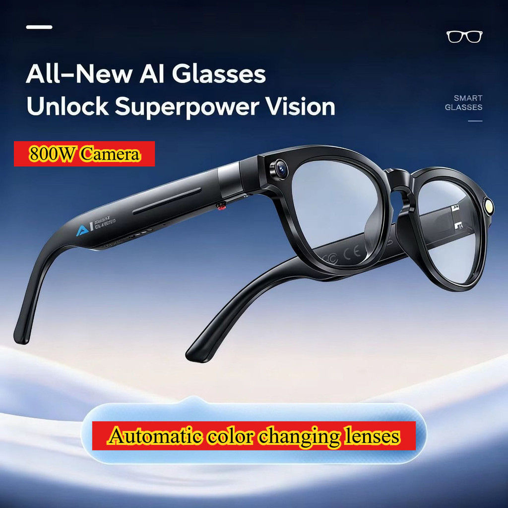 2025 800ว แว่นตาสมาร์ทบลูทูธโทร AI เสียงนําทางเลนส์โฟโตโครมิกกีฬากลางแจ้งสมาร์ทกล้องแว่นตากันแดดกันน