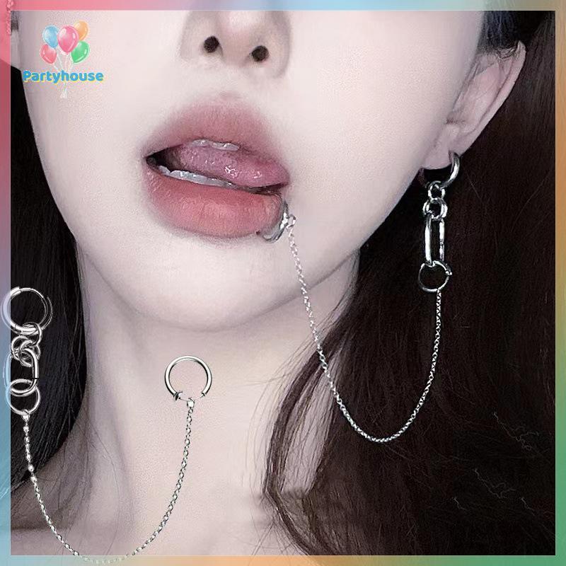 เซ็ตอนาคต UVJ ปลอมลิปคลิป ต่างหูอะนิเมะ คอสเพลย์สไตล์พังก์ บานพับแหวนริมฝีปาก อุปกรณ์แต่งหน้าและทรงผ