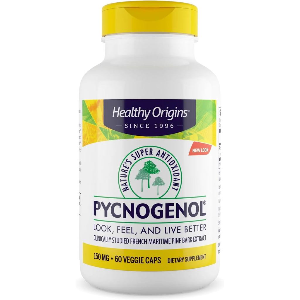 Healthy Origins Pycnogenol 150 mg, สารสกัดจากเปลือกสน Maritime ฝรั่งเศส, ธรรมชาติซุปเปอร์, ไม่ใช่จีเ