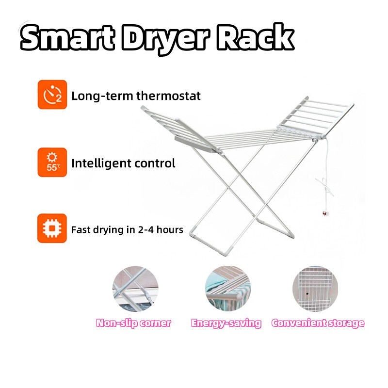Smart Laundry Rack Indoor Foldable Clothes Heated Drying Rack Multifunctional Temperature And Time C