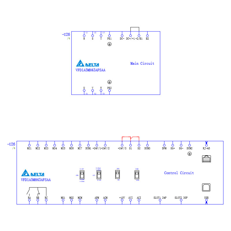 EPLAN Delta Inverter MS300 MH300 Principle Diagram/2D/3D Macro edz ชิ้นส่วนห้องสมุดส่วนประกอบ