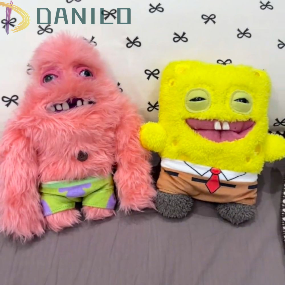 DANILLO1 Spongebob ตุ๊กตา, ตลกน่าเกลียดน่ารักฟัน Patrick Star Plush, ภาพเคลื่อนไหวปริมณฑลการ์ตูนยัดตุ๊กตาตกแต่งบ้าน Plush Squarepants สําหรับเด็ก