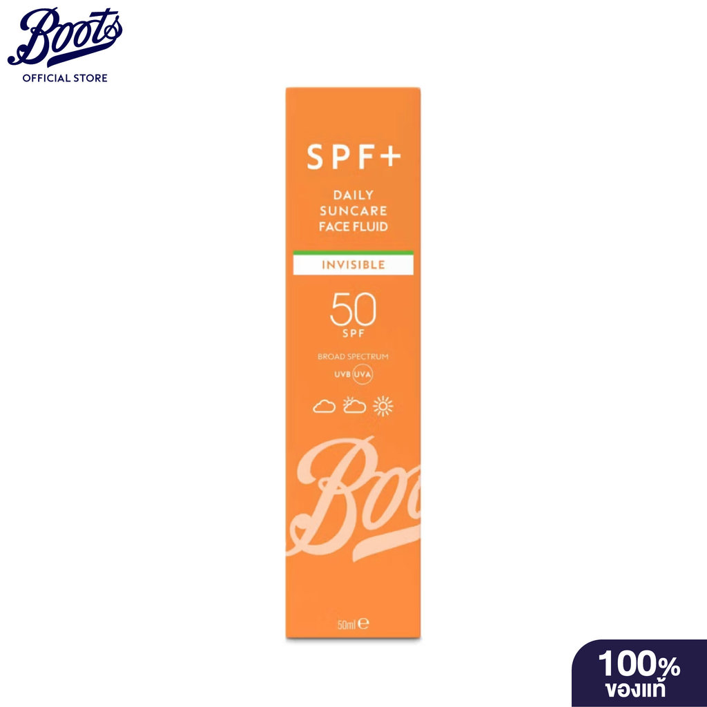BOOTS SPF+ บู๊ทส์ Spf+ เฟซ ฟลูอิด อินวิซิเบิล Spf50