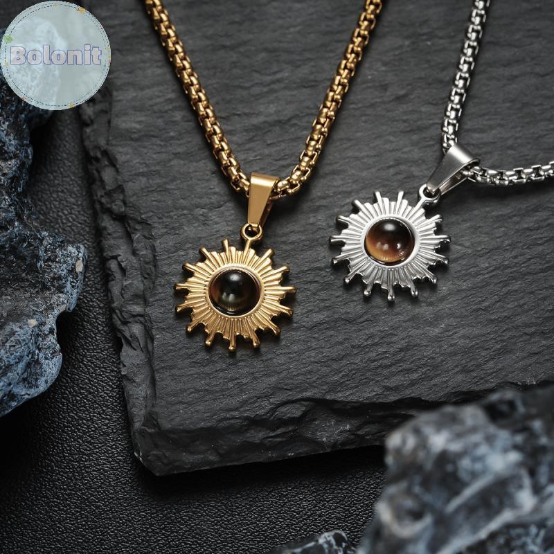 สร้อยคอมีดีไซน์เรียบง่ายและลายดอกทานตะวัน ในสไตล์ฮิปฮอป สำหรับผู้ชาย