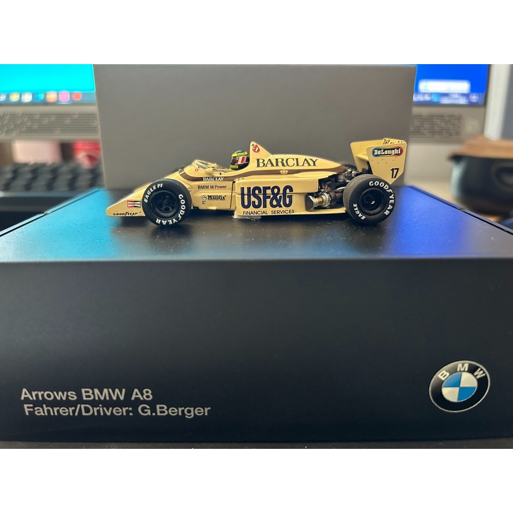 Mini Cut OEM, BMW Official Production 1/43 F1 BMW Arrows Fleet Arrows BMW A8 Bergel 1985 รางวัลดีทรอ