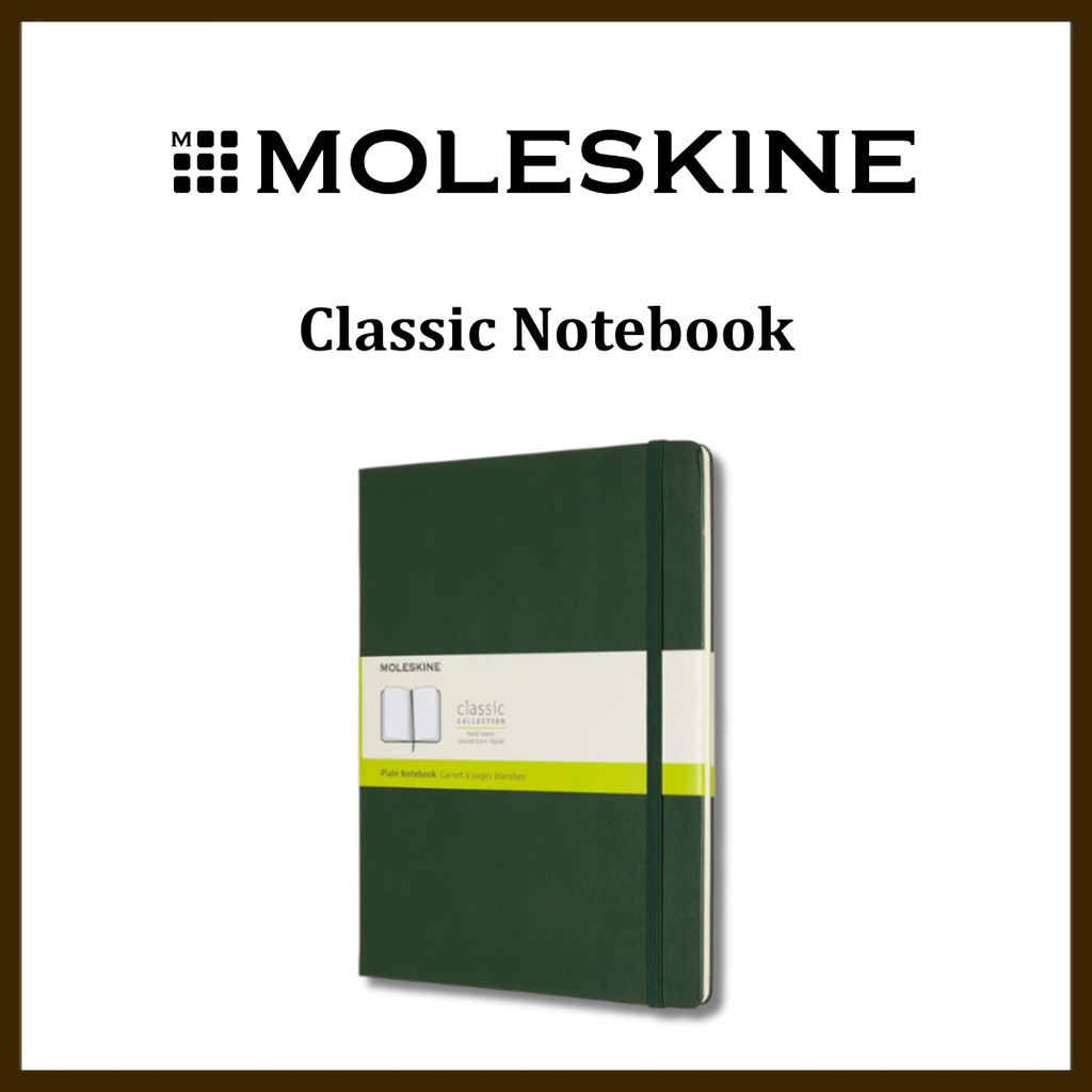 Moleskine Classic Notebook Hard Cover Plain XL Size (19cm x 25cm) Myrtle Green QP092K15