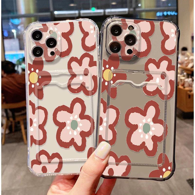 MERAH SoftCase ATM ID Card ดอกไม้สีแดงรูปแบบสําหรับ Realme หมายเหตุ 60 60x 50 Narzo N63 N61 10 N53 5