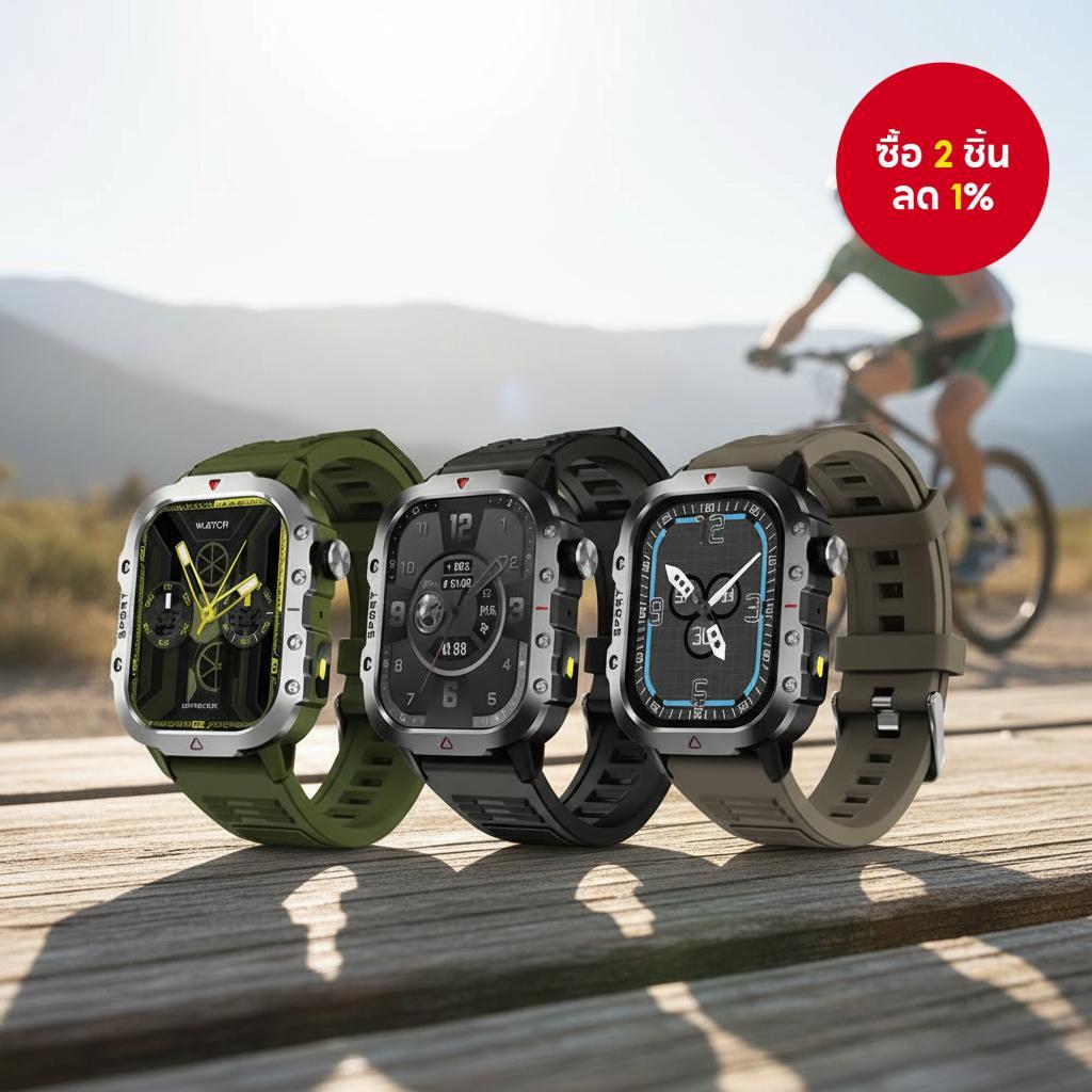 นาฬิกา LAXASFIT สําหรับผู้ชาย รุ่น 2.01 นิ้ว สําหรับกิจกรรมกลางแจ้ง พร้อมไฟฉายและบลูทูธ