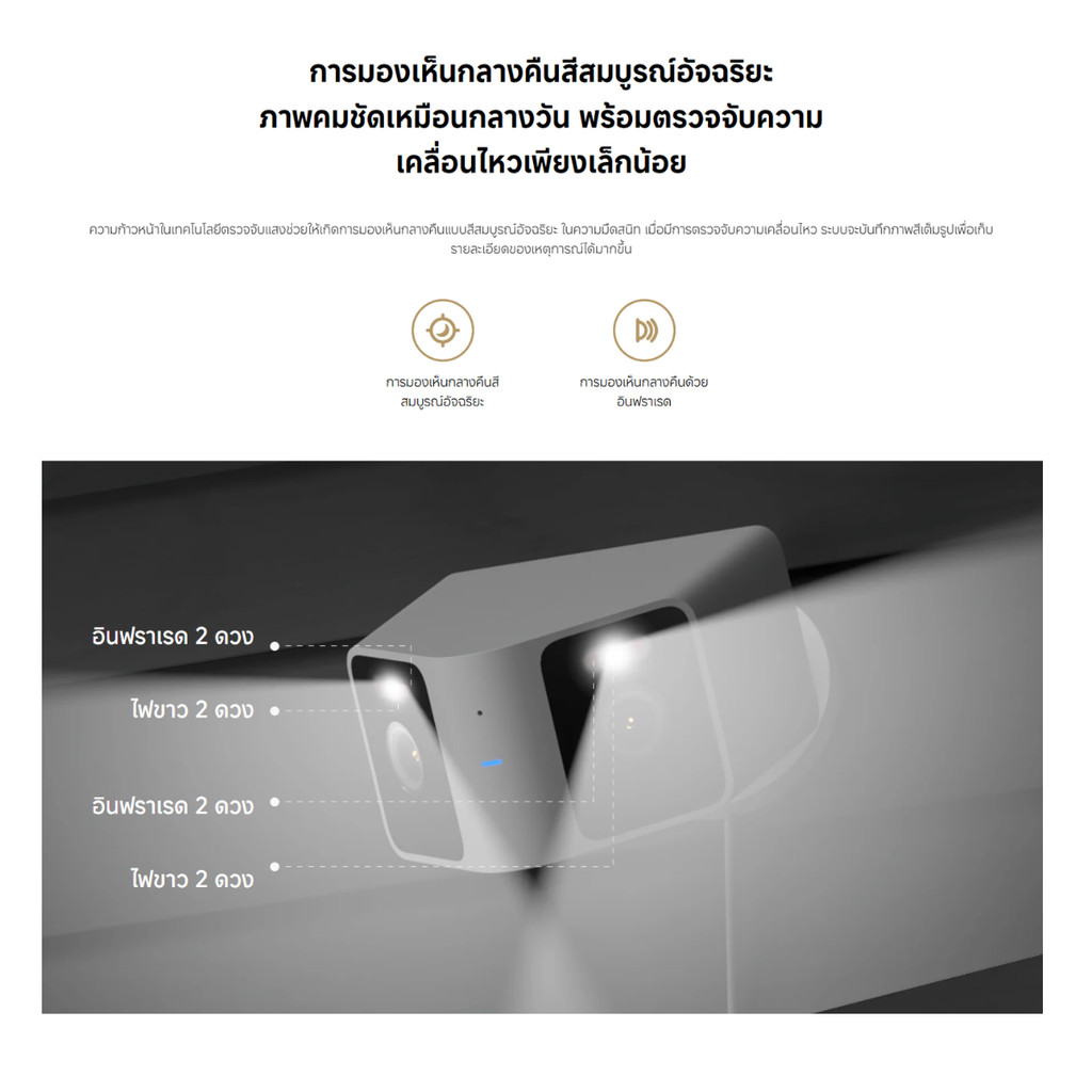 XIAOMI SMART CAMERA กล้องวงจรปิดภายนอก CW100 / CW400 / CW300 / AW300 / CW500 กันน้ำ กันฝุ่น AI ตรวจจับ รับประกัน 1 ปี - รูปที่ 4