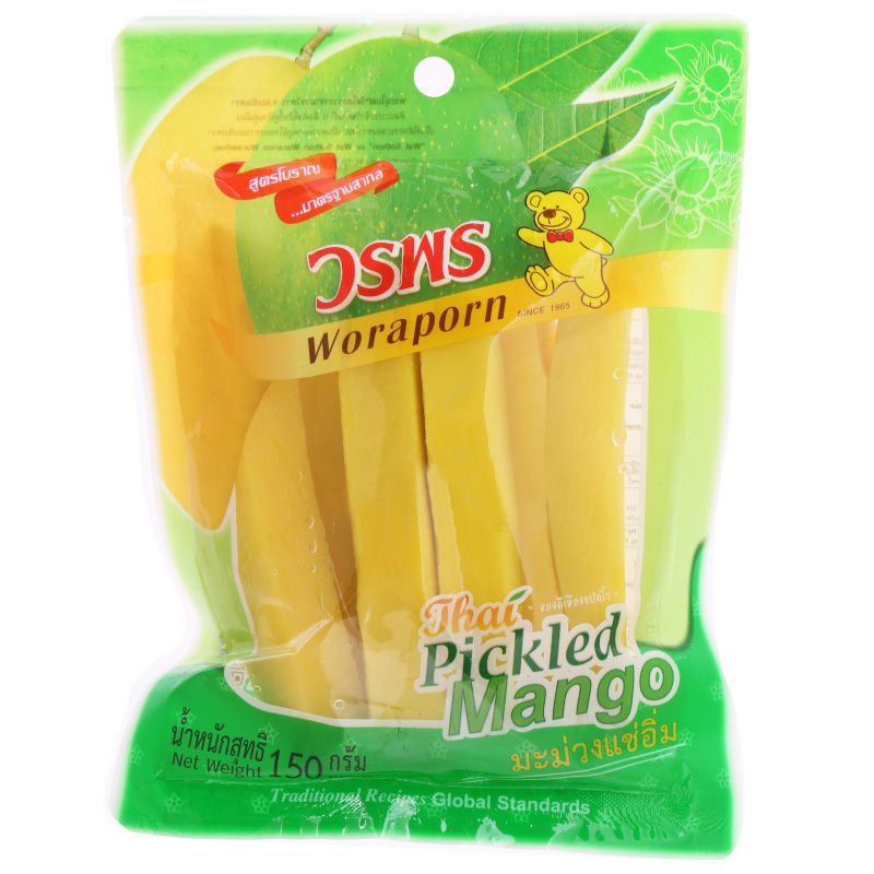 วรพรมะม่วงแช่อิ่ม 150กรัม Woraporn Thai Pickled Mango 150g. [หมายเลขบาร์โค้ด 8851101999319]