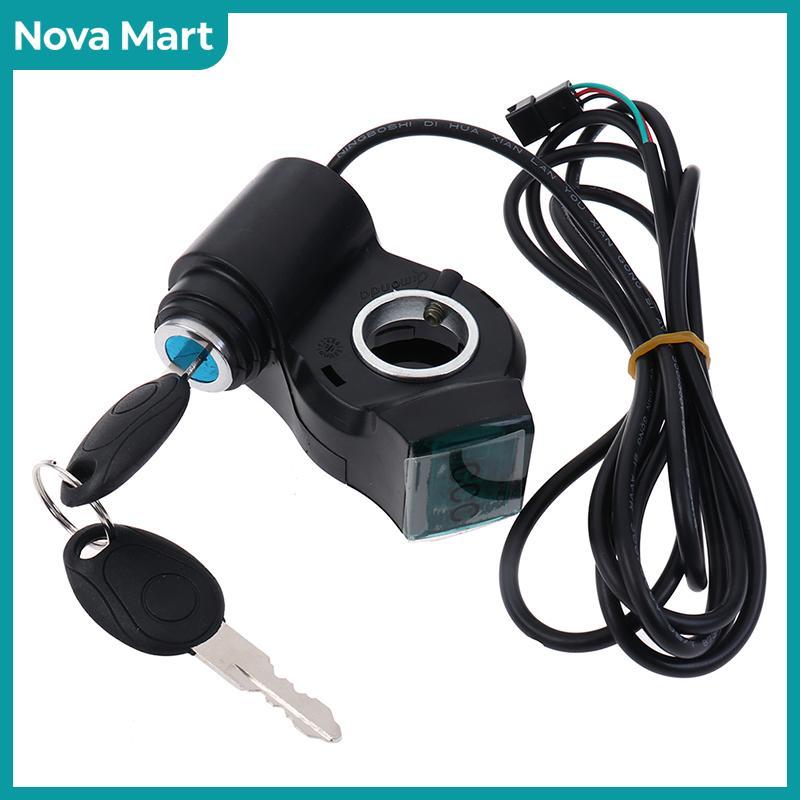 NOVA Mart สวิตช์แสดงแรงดันไฟฟ้าคันเร่ง, สำหรับจักรยานไฟฟ้าพร้อมล็อคกุญแจ