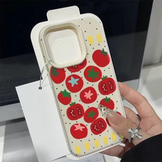 มะเขือเทศน่ารัก🍅 Silicone TPU เคสไอโฟน For iPhone 11 17 16 15 12 13 14 15 Pro Max 12 XR X XS Max 7 8 16 Plus เคสมือถือ