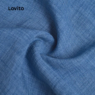 (New Arrival) Lovito เดรสผู้หญิงสีฟ้าอ่อน แต่งกระดุมด้านหน้าและชายกระโปรงระบาย สไตล์ฤดูใบไม้ผลิ/ฤดูร้อน เดรสเที่ยวเขา LK7ED1409