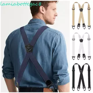 LAMIABOTTE Suspenders, Heavy Duty Y-Type X-Type Elastic Pants Braces, Simple กว้าง 3.8 ซม.พร้อม 3/4 Rotatable Gripper Clasps Retro ปรับ Suspenders ทํางานใช้