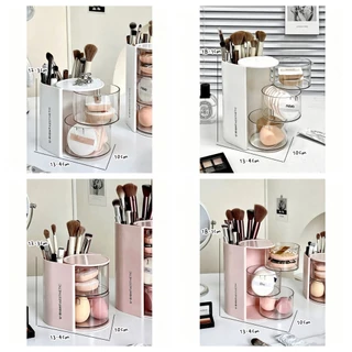 JiaRui กล่องเก็บเครื่องสำอางหมุนได้ กล่องใส่เครื่องสำอาง 2/3 ชั้น แบบหมุน กล่องเก็บของอเนกประสงค์ ป้องกันฝุ่น