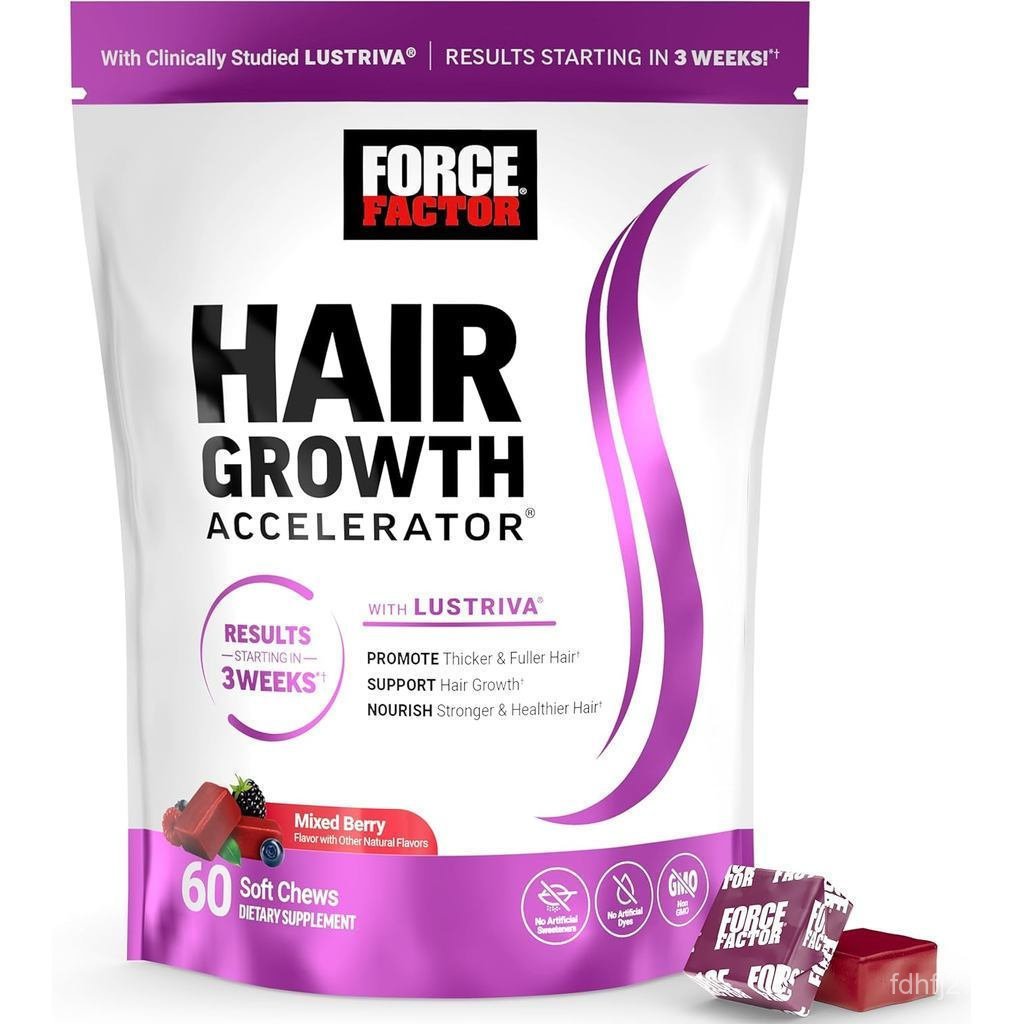 Force Factor Hair Growth Accelerator เม็ดเคี้ยว,วิตามินปลูกผมของผู้หญิง ZNC6
