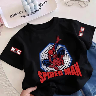 Pebbi Baby เสื้อยืดเด็กฤดูร้อนรุ่นใหม่ ลายสไปเดอร์แมน Spider Man มาร์เวล ผ้าฝ้ายแท้100% นุ่มสบาย เสื้อแขนสั้นเด็กผู้ชาย