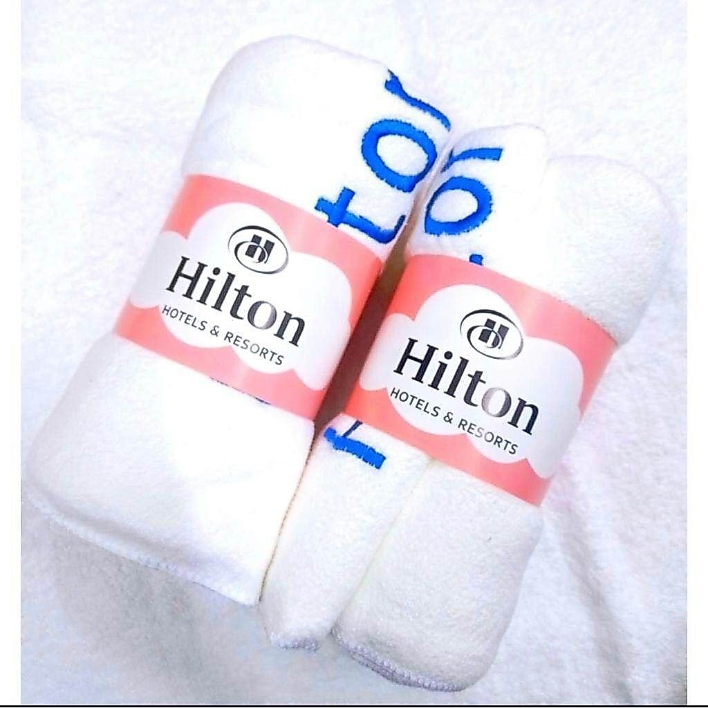 HILTON Tuala Mandi Hotel Putih Jenama Brand Towel ผ้าเช็ดตัว Hilton serap air saiz ผู้ใหญ่และขนาดใหญ