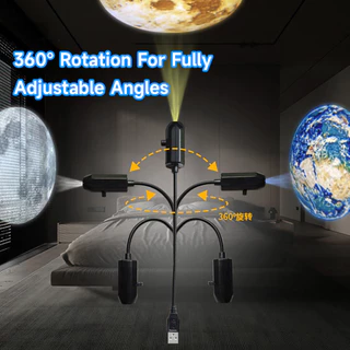 USB หลอดไฟโปรเจ็กเตอร์ โคมไฟกลางคืนสุดโรแมนติกสำหรับห้อง พร้อมโปรเจคเตอร์ฉายภาพดาวเคราะห์บนเพดานสุดเท่ หมุนได้ 360 องศา