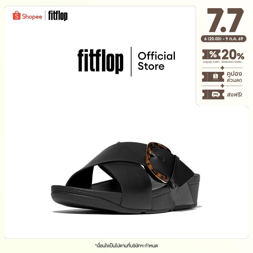 FITFLOP LULU RESIN-BUCKLE CROSS SLIDES รองเท้าแตะผู้หญิง รุ่น JE8-923 สี CAPPUCCINO