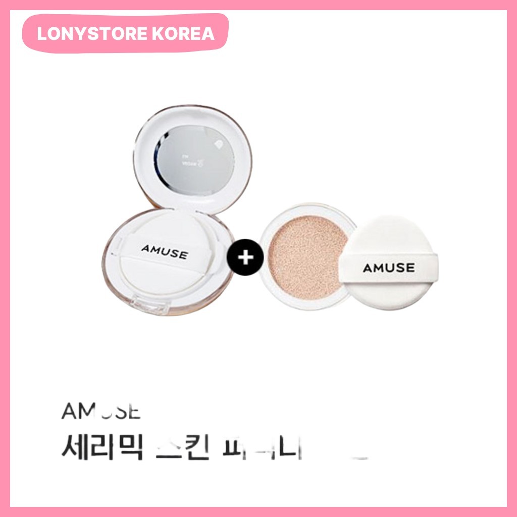 [amuse] Ceramic Skin Perfector Cushion Set, 55g, 1pc, 01 Porcelain / Korean Cushion Foundation by LO