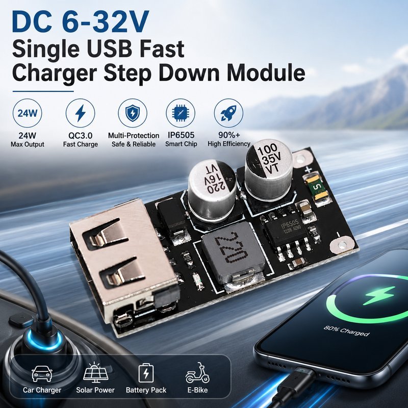 โมดูลชาร์จโทรศัพท์ QC3.0 USB DC-DC Converter แปลงไฟ 12V 24V เป็น USB เลือก 1/4 ชิ้น อุปกรณ์ DIY อิเล