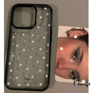 เคสใสดำ ลายดาว สไตล์มินิมอลกันกระแทก เคสไอโฟน16 17 13สำหรับ IPhone 15 11 17 16 14 13 12 Pro Max 14 15 16 Plus